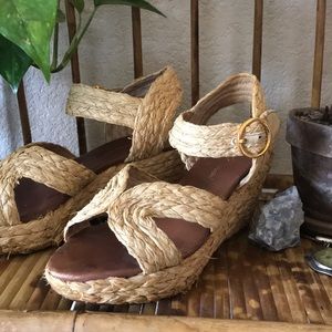 Matt Bernson Raffia Espadrille Wedge SZ 8